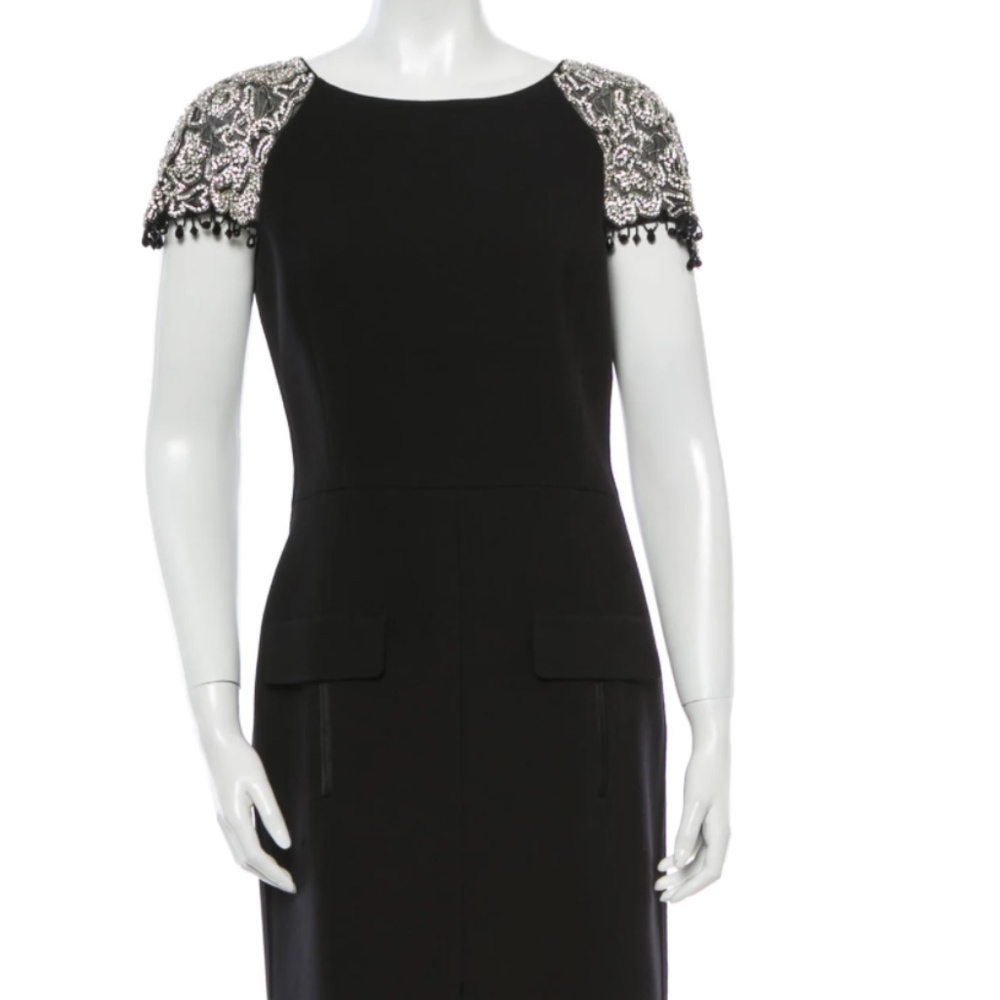Oscar de la Renta Black Embellished Dress